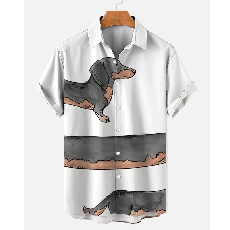 Мужская рубашка с анималистичным узором и лацканами, напечатанная на 3D-принте, для мужчин и женщин, повседневная мода, рубашки с короткими рукавами, топы на пуговицах, свободные, унисекс, одежда