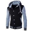 Fashion Men Winter Long Sleeve Varsity Jacket Single-breasted Warm Hoodie Coat