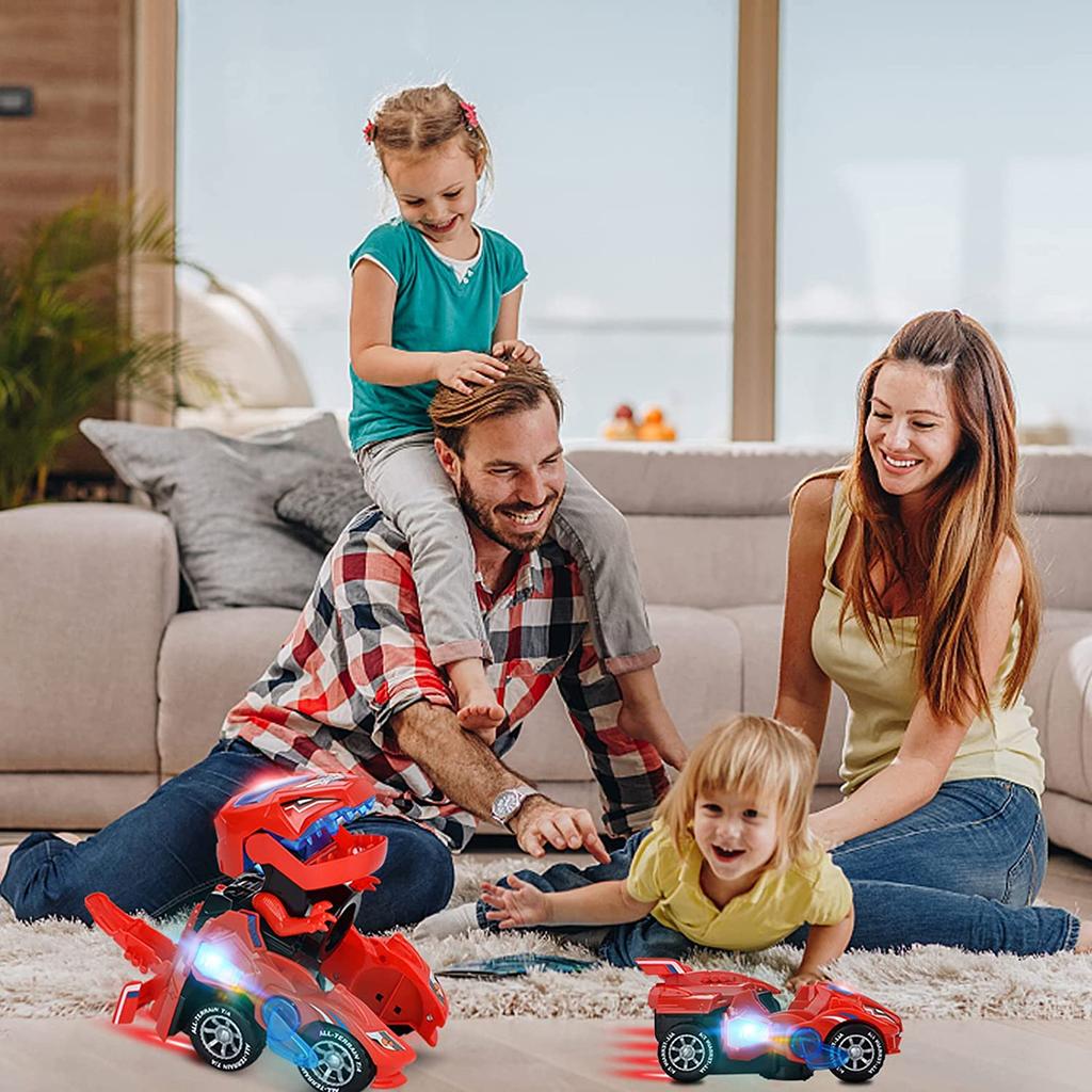 2 в 1 игрушки-трансформеры динозавров автоматическая игрушка-трансформер динозавров со светодиодной подсветкой и музыкой игрушечный электромобиль автомобиль для детей от 2 лет подарок детям