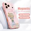 Чехол с рисунком Цветочной Девочки для iPhone 17 Pro Max Магнитный для Magsafe Гибридный Тонкий Матовый Чехол для iPhone 16 15 14 13 Pro Max