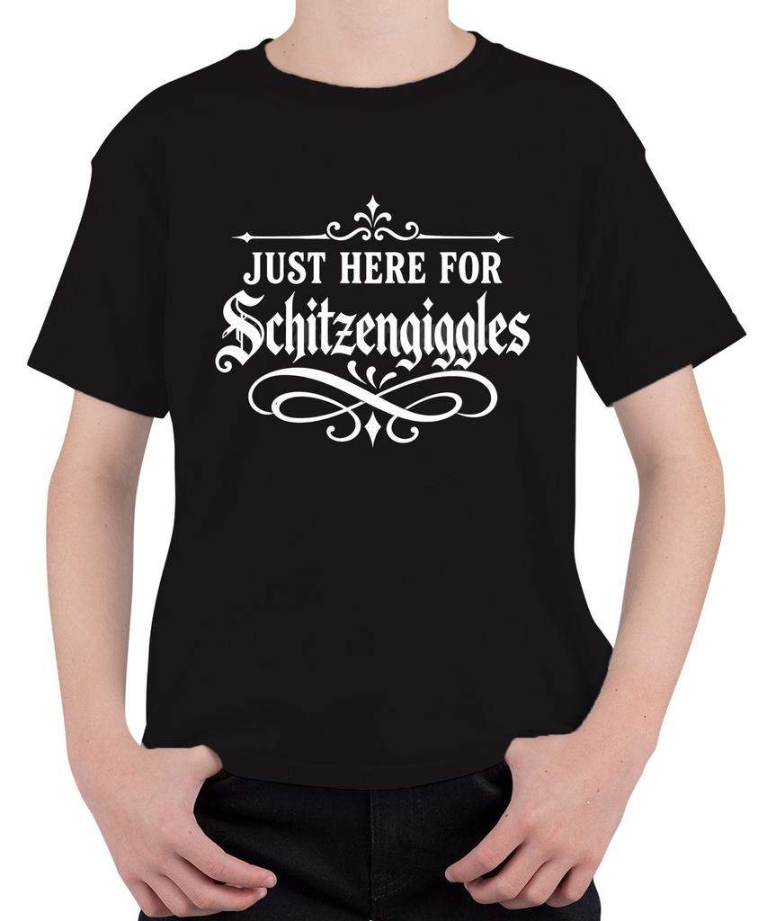 Just Here For Schitzenggles Sarcastic Funny Lederhosen Dirndl Kids T-Shirt