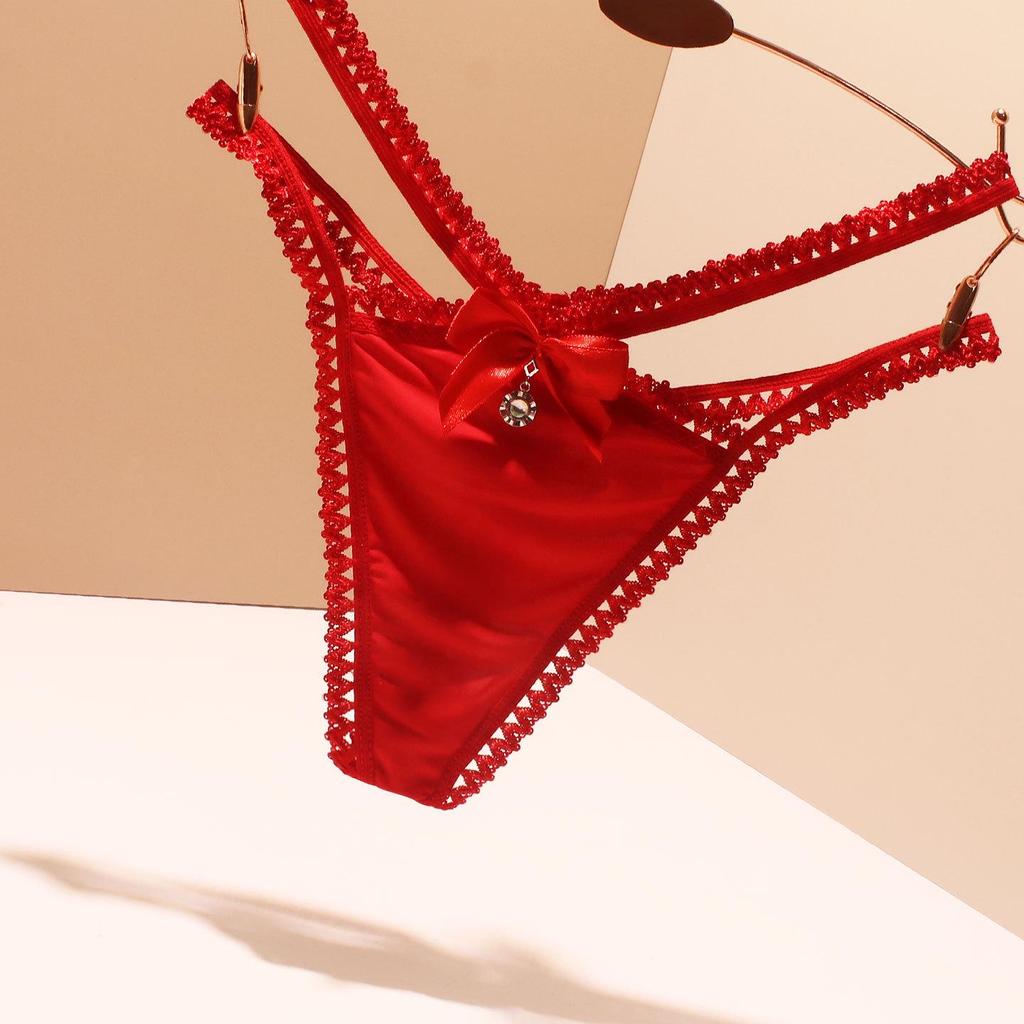 2025 Seamless Ice Silk Thong: Low Waist, Thin Strap, Bow Detail