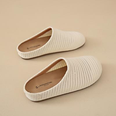 Модные летние женские удобные мюли-шлепанцы для дома, женские ажурные туфли-лоферы без задника для повседневной ходьбы, вязаная обувь