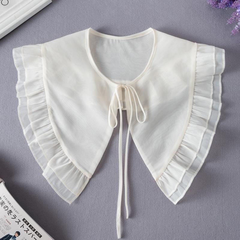 Fashion Scarf Fake Collar Shirt Women Detachable Collar Lace Neckline Women False Collar Tie White Faux Col Clothes Accessories