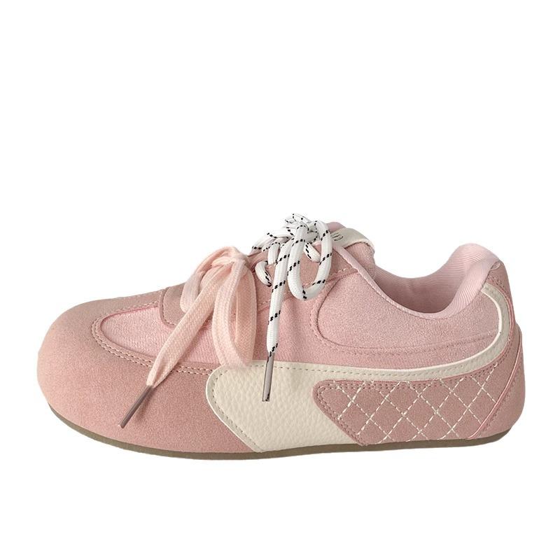 Pink Dexun Board Shoes Female Ugly Cute Spring New Chic Niche Puff Bread Shoes Forrest Gump Ballet Little White Shoes