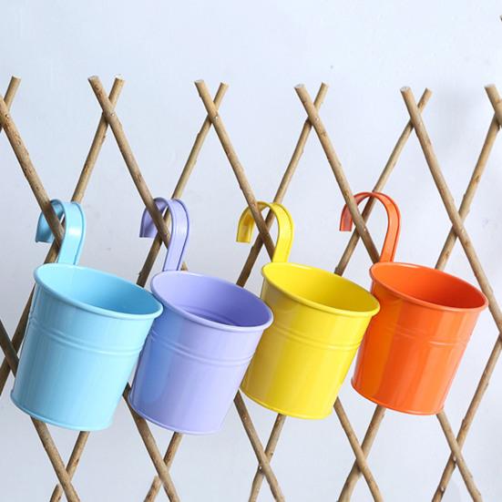 Подвесной цветочный горшок Yousheng Iron, балконный горшок со съемным крючком, однотонный цветочный горшок для внутренних окон, садовых ограждений