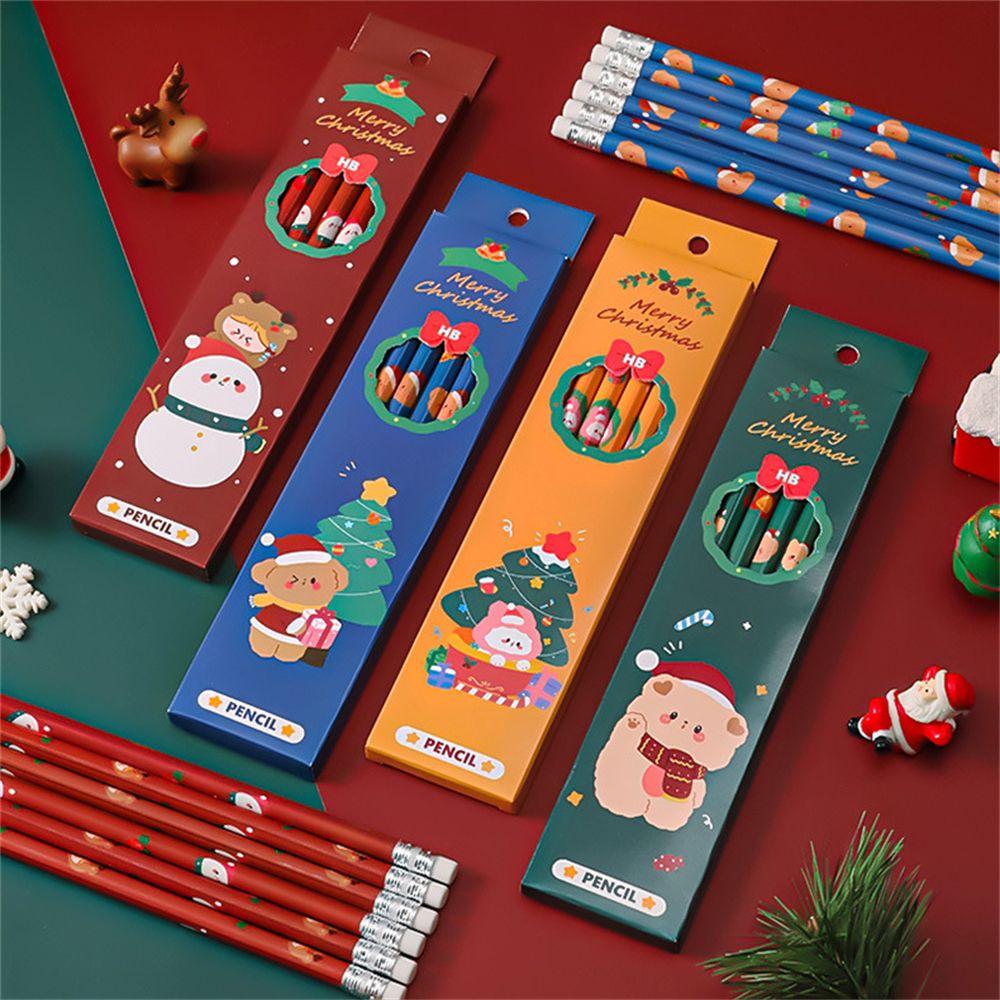 Supplies Xmas Drawing Sketch Pen Set with Eraser Wood Pencil Christmas Standard Pencil HB Pencils