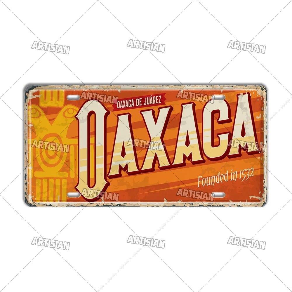 MEXICO License Plate Landmark Metal Tin Plaque City Metal Sign Wall Decor Garage Bar Pub Club Hotel Cafe Kitchen Home