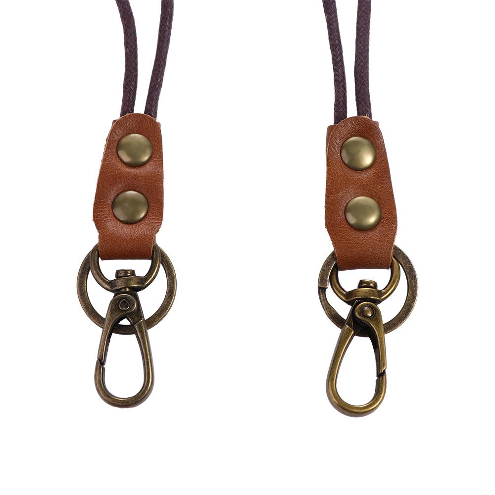 Leather Badge Holder Cowhide Leather Lanyard Phone Neck Strap Work Card Holder Wrist Neck Lanyard
