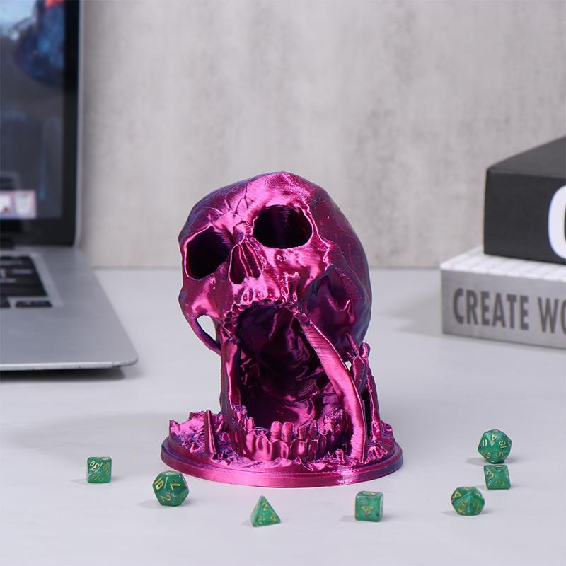 3D Башня для кубиков в виде черепа, Фигурки скелетов, Скульптура, Декоративное украшение, Креативный поднос для хранения, Башня для бросания кубиков D&D, Хэллоуин