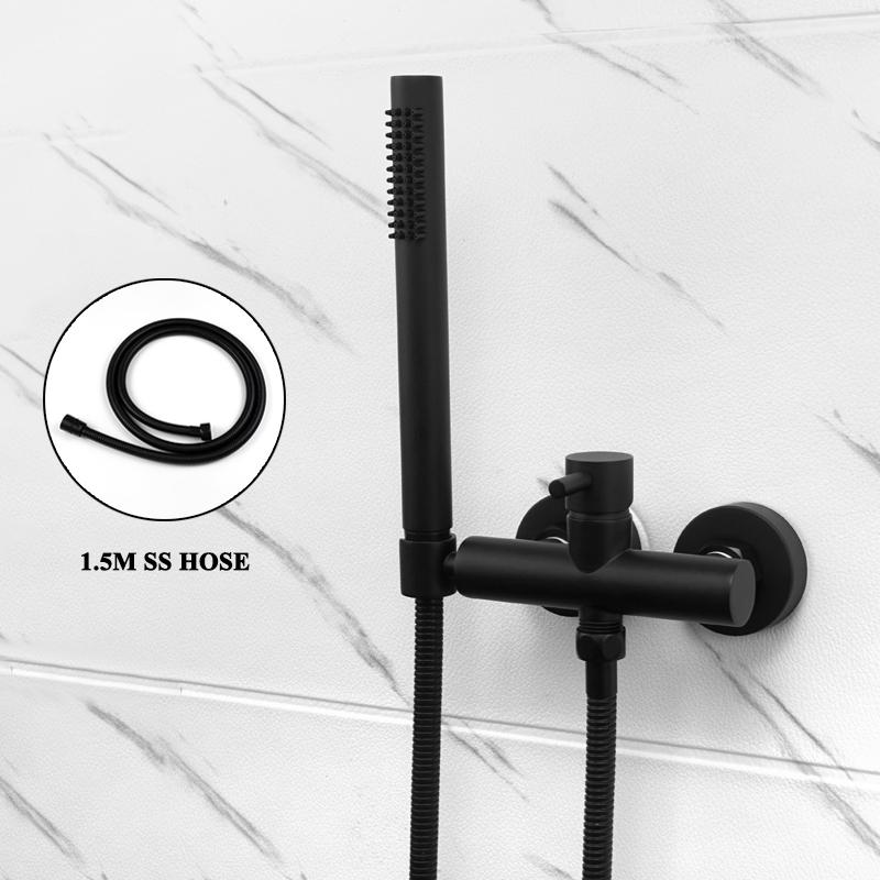 Brushed Gold Bathtub Faucet Set Brass Wall Mounted Hot and Cold Faucet Handheld Shower System Bathroom Shower Mixer Faucet