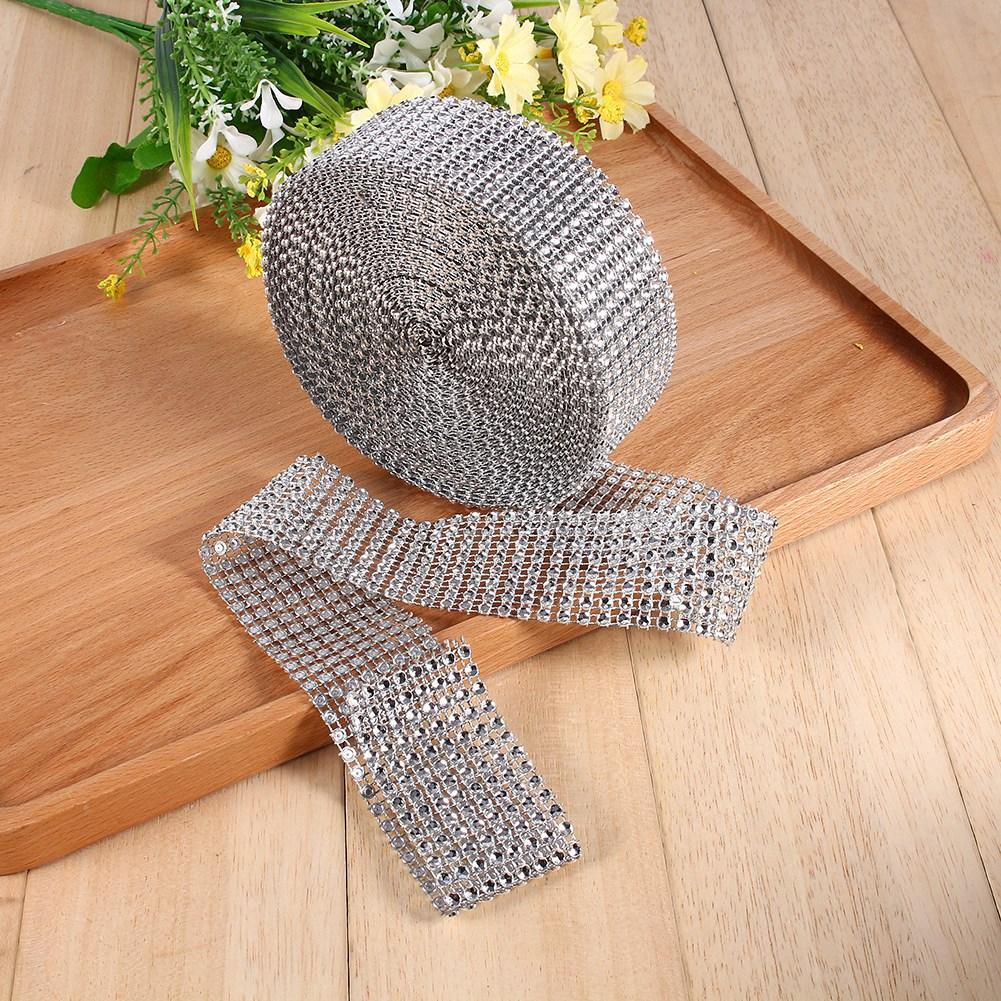 10 ярдов рулона лент со стразами и сеткой, обертка из кристаллов и бриллиантов для проектов по искусству и ремеслу, серебро