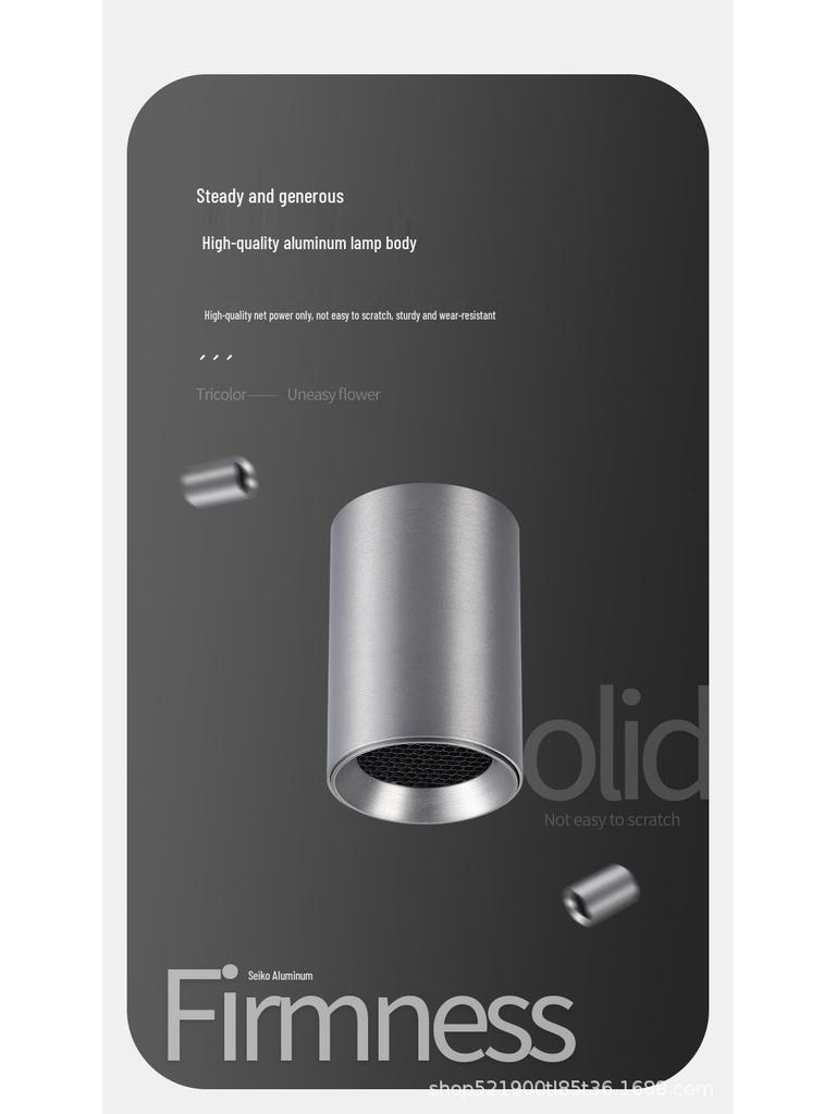 Surface-Mounted Cylinder Spotlight, Anti-Glare Honeycomb, Full Spectrum, Ceiling Light for Bedroom and Living Room.