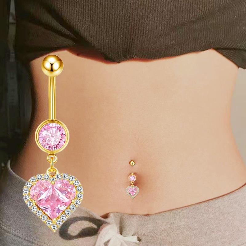 Chic Butterfly Heart Belly Button Ring Pink Women Navel for Birthday and Celebration