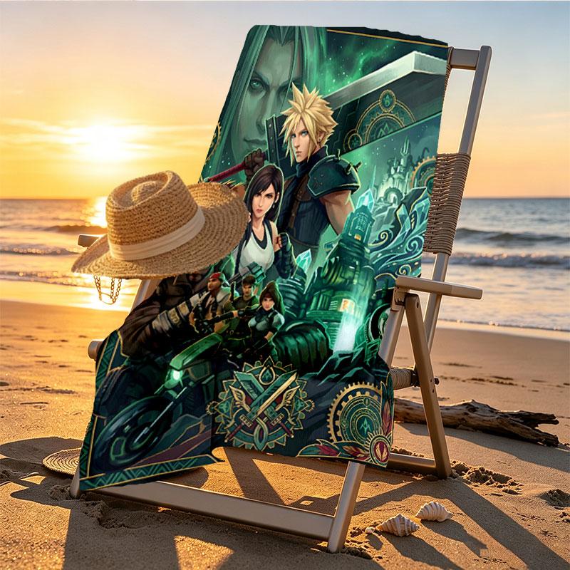 Дизайн пляжного полотенца с принтом Final Fantasy, Мягкое, Легкое. для дома, ванной, спа, бассейна, йоги, серфинга, кемпинга, подарок семье, другу