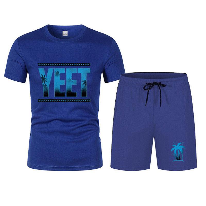Новые мужские черные футболки и шорты Jey Uso Yeet, летние мужские костюмы с коротким рукавом, новые повседневные комплекты одежды