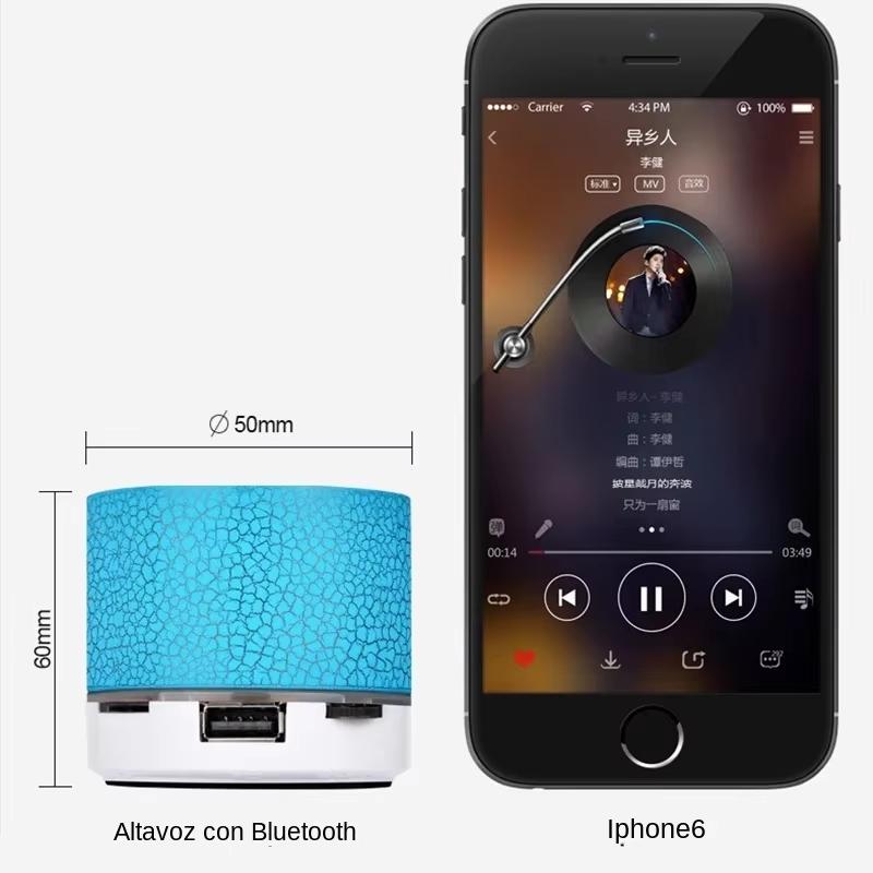 Mini Portable Bluetooth Speaker Car Audio Music Dazzling Crack LED Wireless Bluetooth 4.1 Subwoofer Speaker TF Card 3