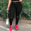 Женские свободные и повседневные трендовые рваные джинсы кэжуал-фасона в обтяжку