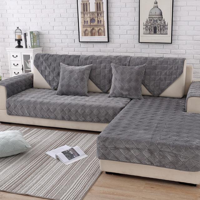 Короткий плюшевый чехол для дивана, сплошной цвет, нескользящая подушка для дивана, полотенце для гостиной, мебельный декор, чехлы для диванов