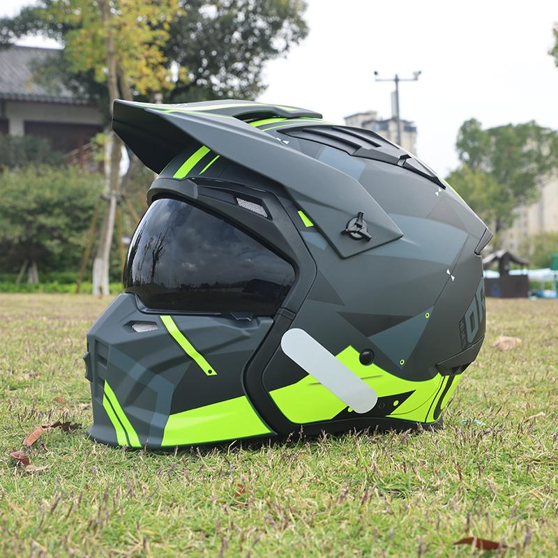 Мотоциклетный шлем мужской и женский ретро уличный буллер combination full helmet, летний съемный мотоциклетный тянущийся защитный шлем