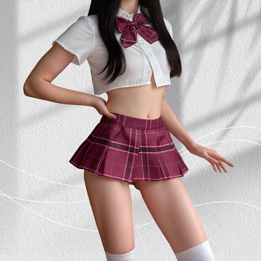 Sexy Campus JK Uniform College Seduction Pure Lust Tight Ultra Short Pleated Skirt Suit Sexy Lingerie