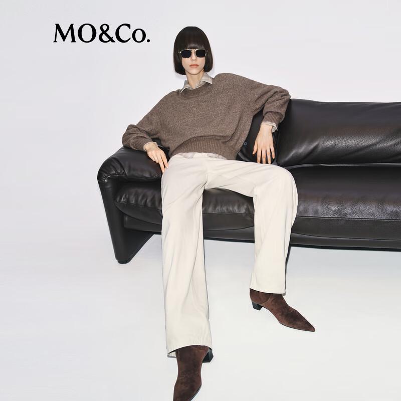 MO&Co. Women's Wool Blend Crew Neck Sweater