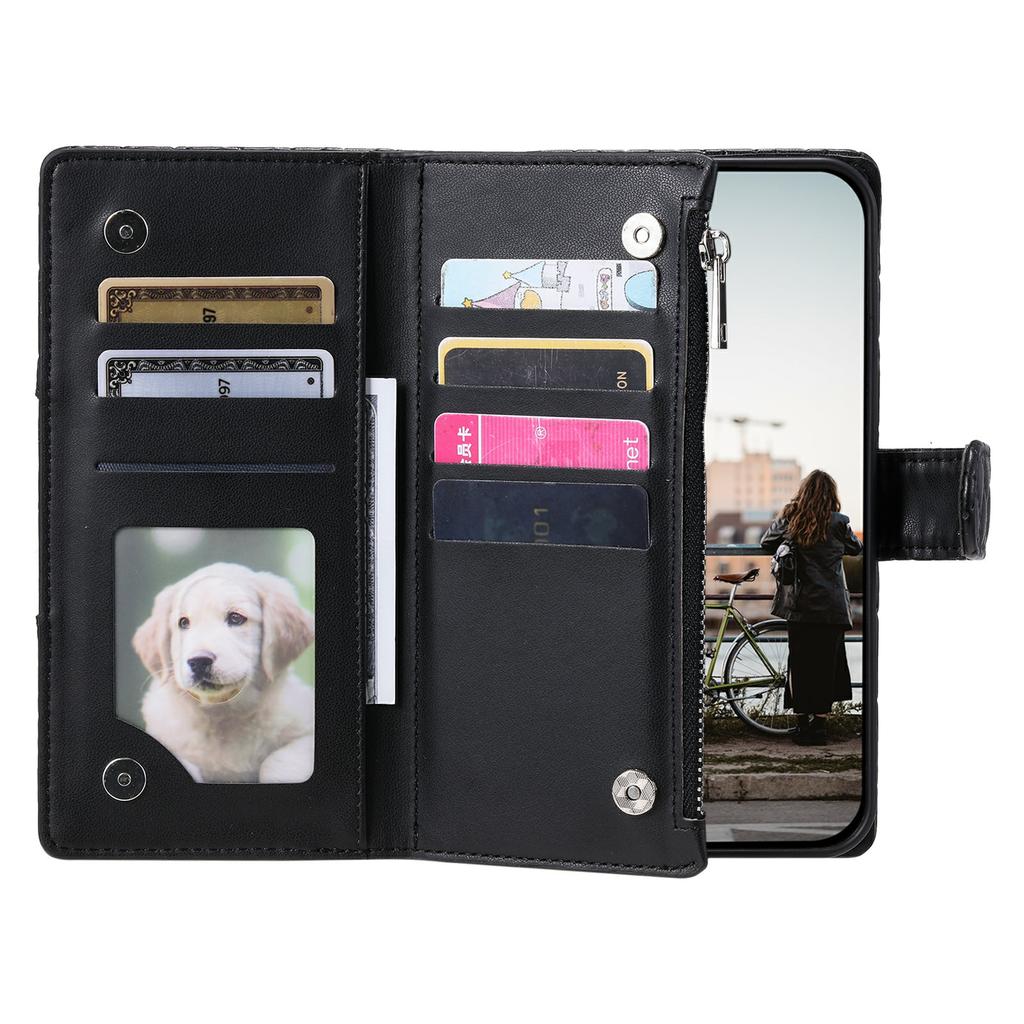 For Xiaomi Redmi 15 5G (EU) (171mm)/4G (EU) (171mm) Case Zipper Pocket Glitter Leather Phone Cover with Wrist Strap