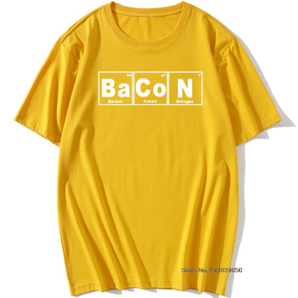 Periodic Table Chemistry Of Bacon T Shirt Design Funny Tshirt Unisexs Tops Tees Short Sleeve Camisetas Tshirt