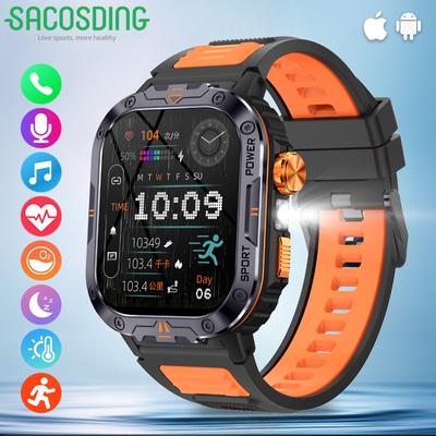 SACOSDING 2.0" IPS ультра большой экран Bluetooth звонки умные часы для мужчин фитнес-трекер светодиодный фонарик открытый спорт умные часы
