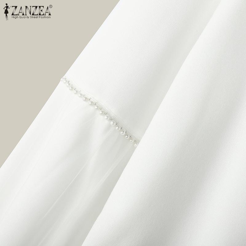 ZANZEA Женская мода круглый вырез длинный рукав жемчужный пэчворк пуловер толстовки