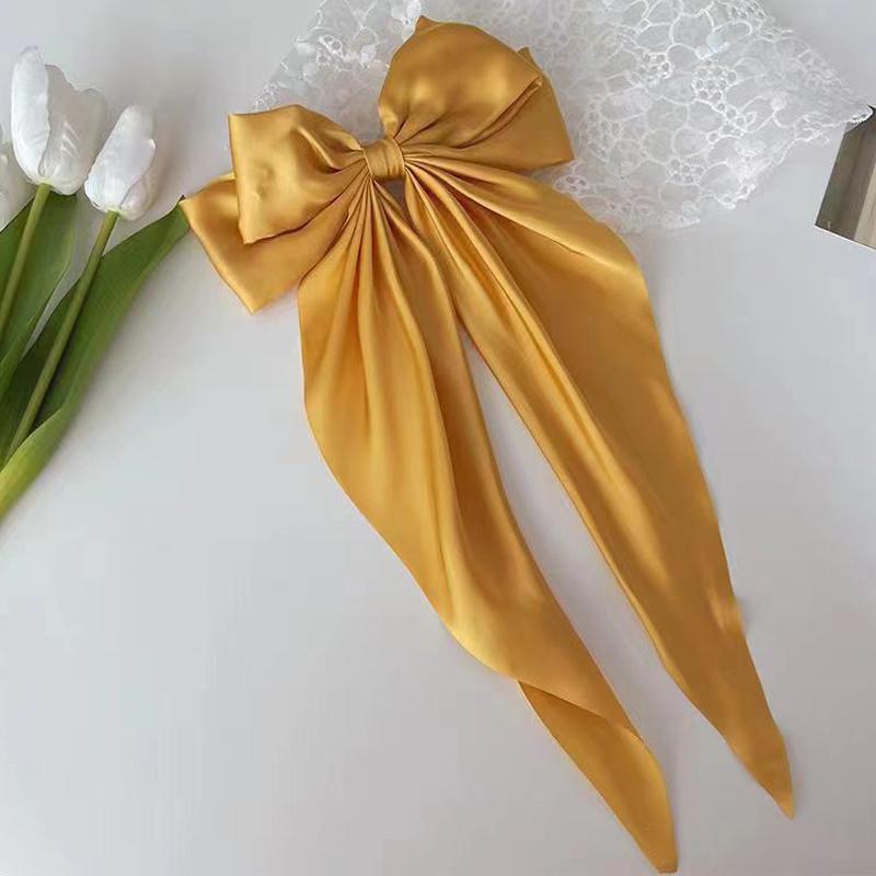  Заколка для волос с бантом и лентой, простой элегантный атласный зажим для волос, фиксированная заколка для волос, ретро-украшение для волос, красные аксессуары для волос