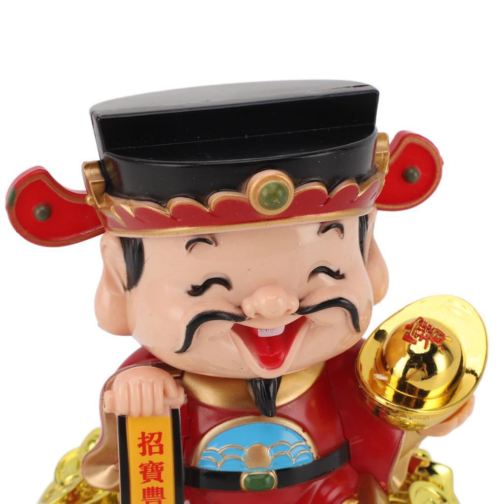 Solar God Of Fortune Car Ornament Vivid Feng Shui Decor Energy Efficient Solar God Of Wealth Figurine Light Sensing for Office