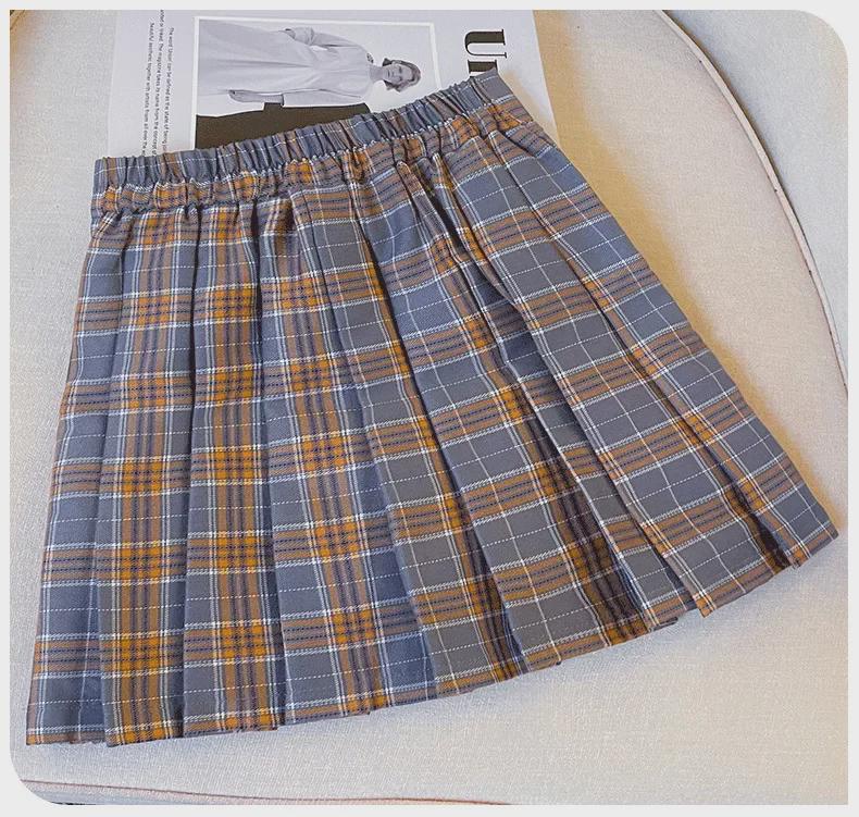 Комплект из двух предметов: юбка в клетку с длинными рукавами для девочек JK — стиль колледжа