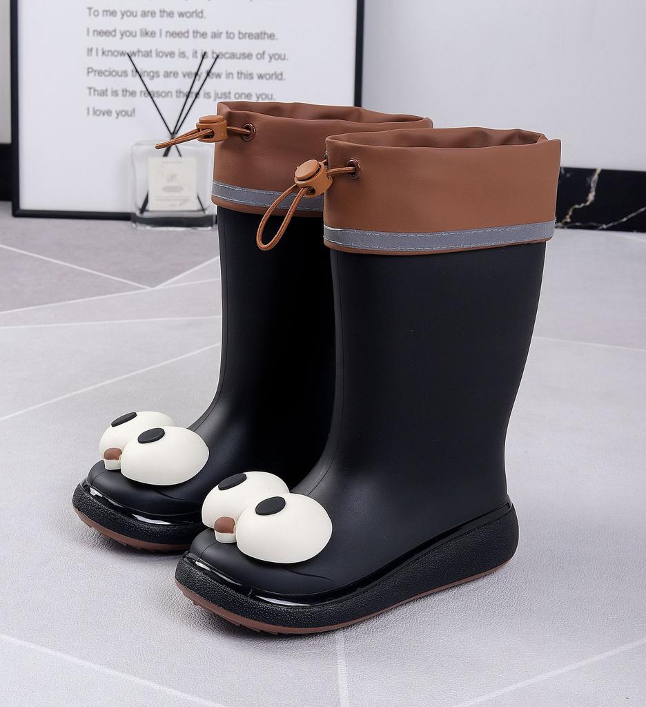 Большие глаза детские дождевики для девочек мальчиков учеников начальной школы симпатичные нескользящие водонепроницаемые теплые хлопковые модные средние резиновые сапоги