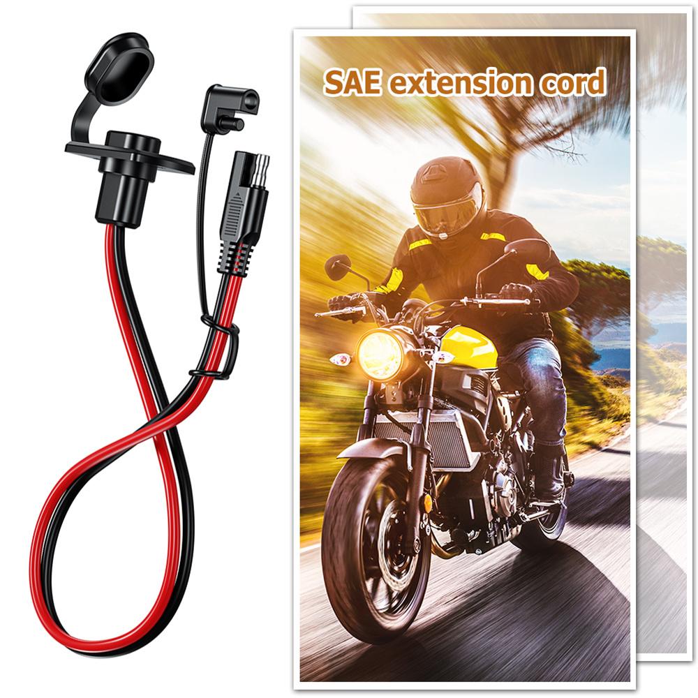 1 x 12AWG 30CM SAE Power Socket Extension Connector Cable For Motorcycle Battery