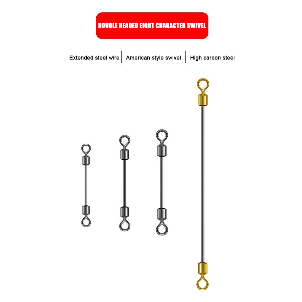 50pcs Bearing Barrel Heavy Duty Ball Stainless Steel Double Rolling Fishing Swivel Connector