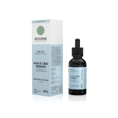 Масло CBD 1000 мг 10%-10 мл | Вкус ледяной мяты | Расслабляющее, антистрессовое, формула концентрации | Сублингвальное масло CBD | Благополучие | Веганский