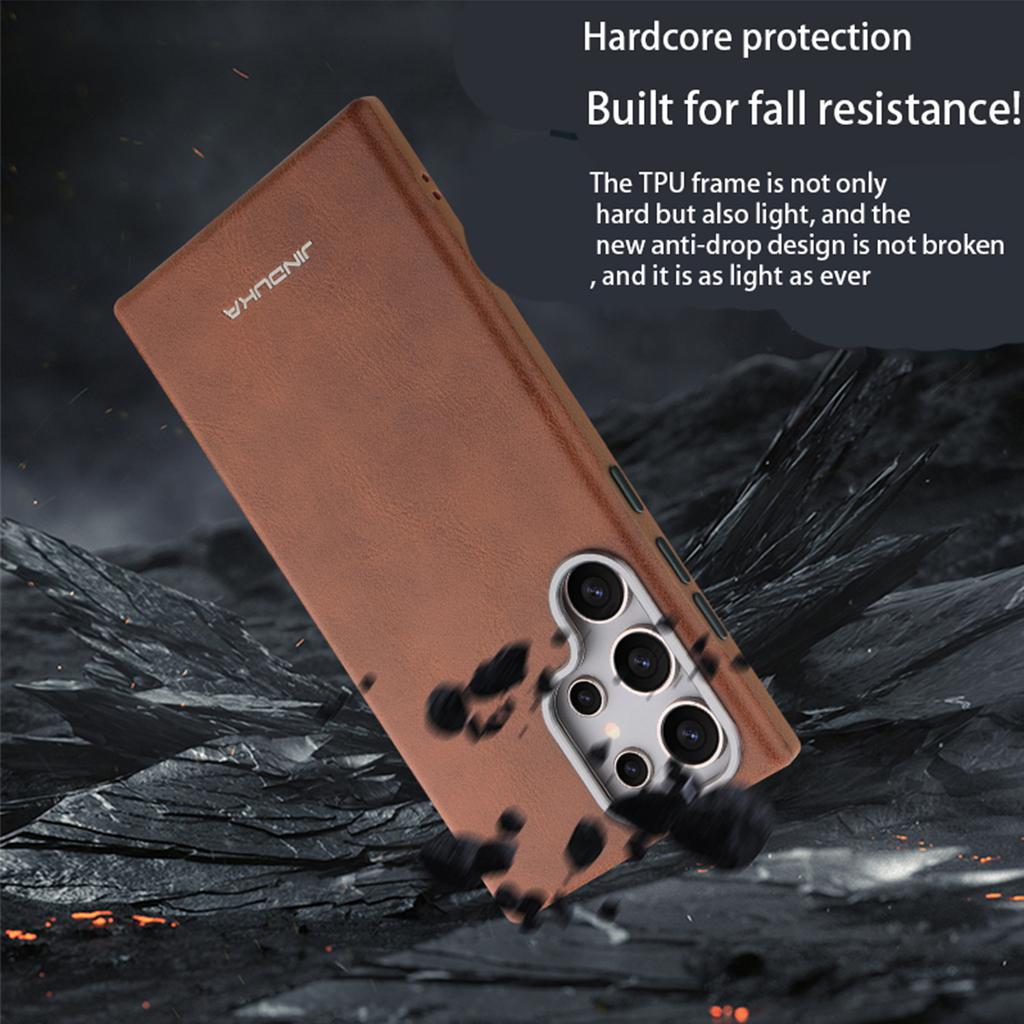 Однотонный чехол-книжка из зернистой кожи с магнитной застежкой для Samsung Galaxy S25 Ultra S24+ Plus Магнитная обложка Винтажный Деловой Стильный Премиум