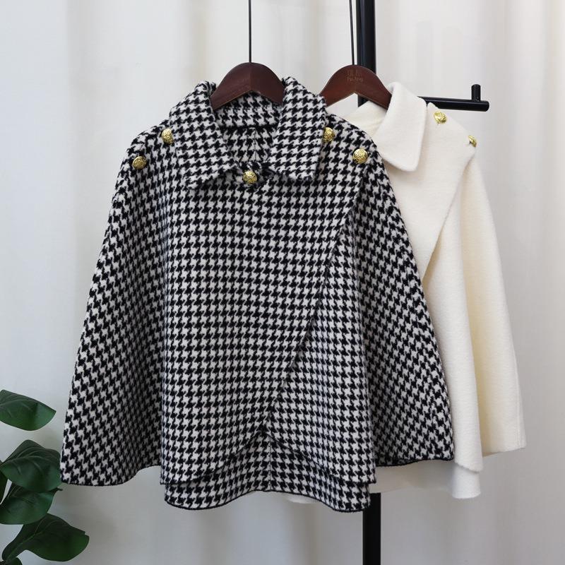 Осень и зима новый свободный темпераментный дизайн вязаное двустороннее нейлоновое пальто-накидка продвинутый смысл тонкая шаль женская