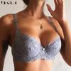 Женское нижнее белье, сексуальный бюстгальтер больших размеров, бюстгальтер с кружевной вышивкой