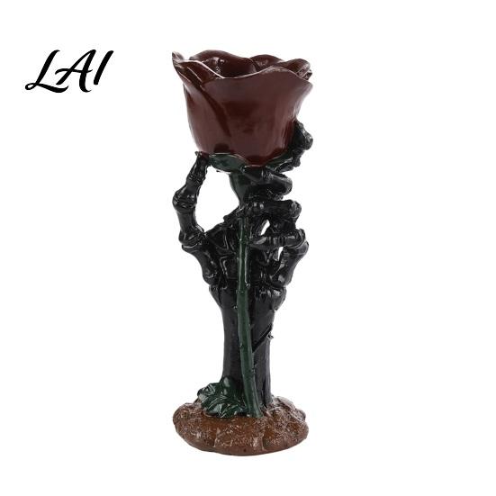 Skeleton Hand Candle Holder Halloween Rose Holder Gothic Resin Decorative Ornament Lifelike Decor for Home Table Decor Dark Style Romantic