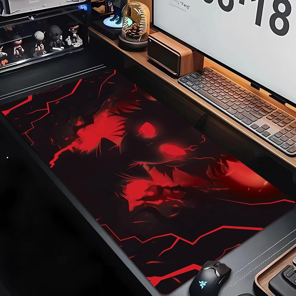 XXL Large Gaming Mouse Pad Anime Glowing Eyes Neon Crack Desk Mat Non-Slip Rubber Keyboard Pad Overlock Deskpad PC Accessories