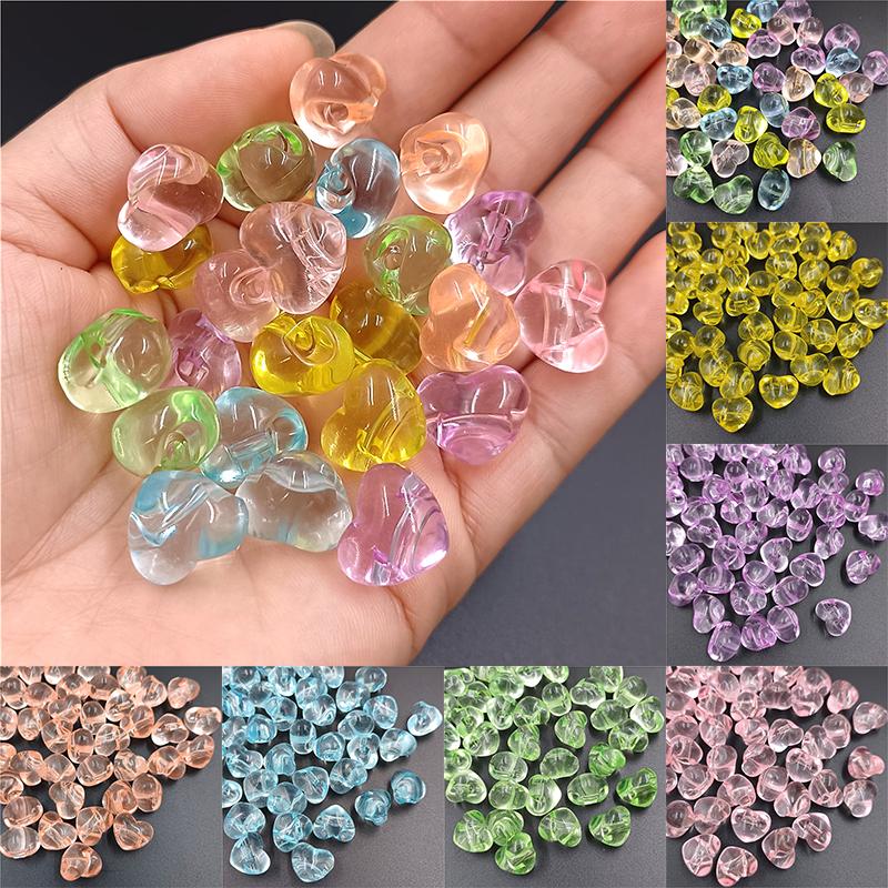 10 шт. акриловые бусины в форме сердца, прозрачные желеобразные бусины с обратной стороной, перфорированные бусины, сделай сам, ожерелье, браслет, аксессуары для изготовления ювелирных изделий