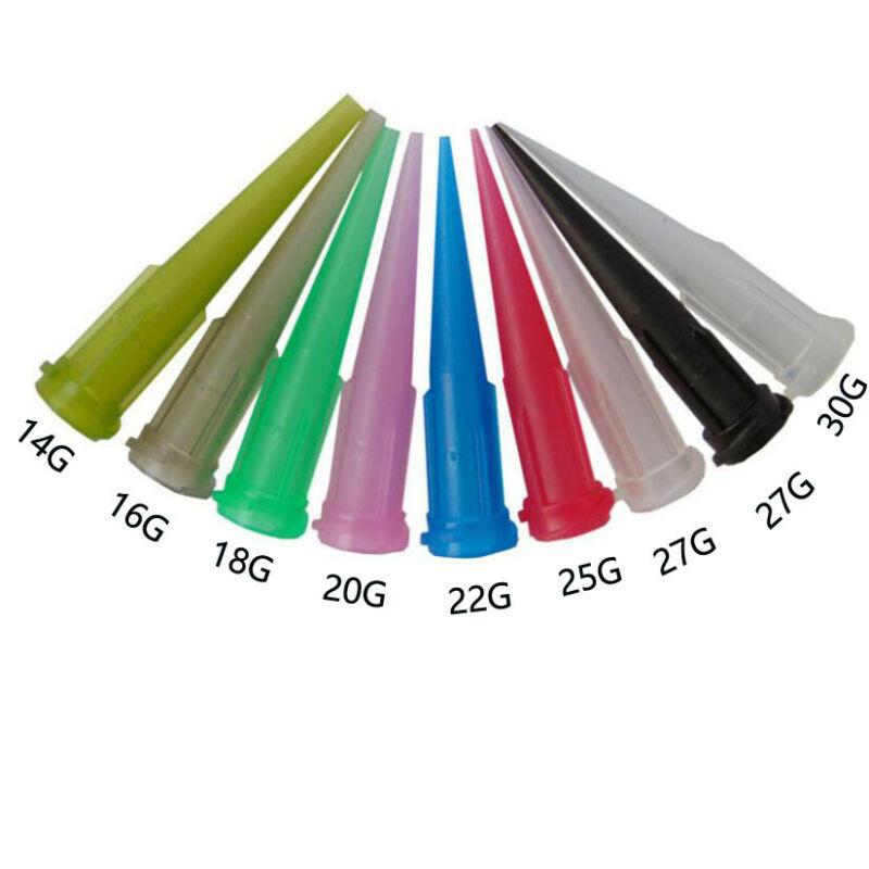 100 шт. Конические насадки TT assorted 14-25G Пластиковые конические с гладким потоком Конические иглы/насадки Наборы дозирующих насадок.