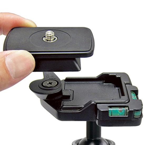 Velbon Medium Ball Head, 38mm Base Screw Lock Torque Quick Release Plate Aluminum Black QHD-S5D Head, Size, Diameter, System, Adjustment, Compatible