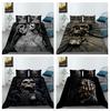 Black Skull-head Quilt Cover Pillowcase 2 or 3 Pieces of Black Skull-head Bedding Set Single Bed Double Bed Full Size Washable Zippered Bedding