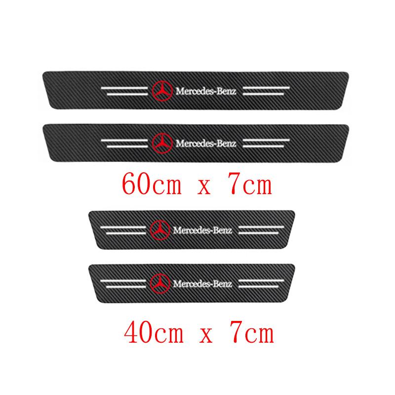 UAYLZ1 2025 Hot 4Pcs Car Laser Threshold Protect Auto Emblem Sticker Accessories For Mercedes Benz AMG Brabus Smart W204 GLC CLA W205 W