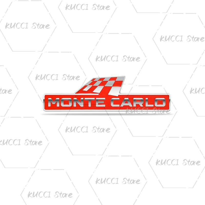 FSNK8 Alloy Metal Monte Carlo Racing Flag Grille Emblem Rear Trunk Badge Sticker For Skoda Fabia Octavia Kodiaq Superb VRS Kamiq Rapid