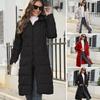 Women's Long Hooded Cotton Jacket Winter Warm Stylish Slim Fit Down Coat Available In Black Red Khaki