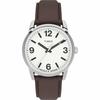 Timex Men's Easy Reader Bold 38mm Watch ? Silver-Tone Case White Dial with Brown Leather Strap